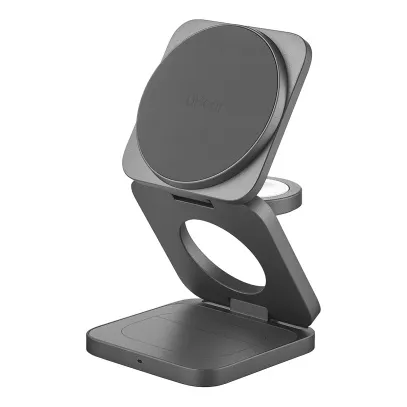 Беспроводное зарядное устройство Qi2.2 3в1 uBear Balance Slim, серый